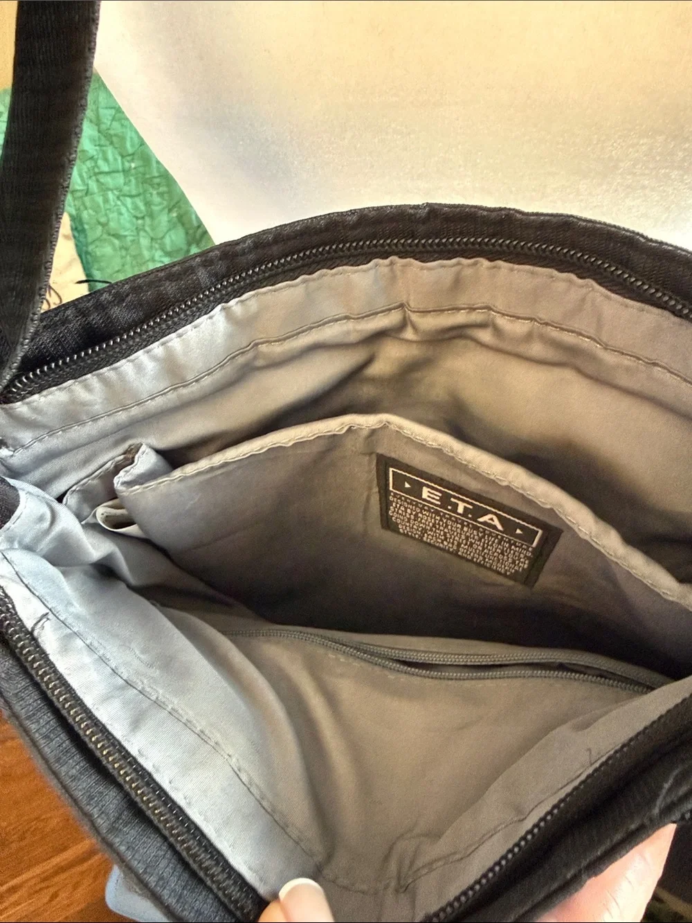 ETA Black Men's Crossbody Messenger Bag with Front Organizer